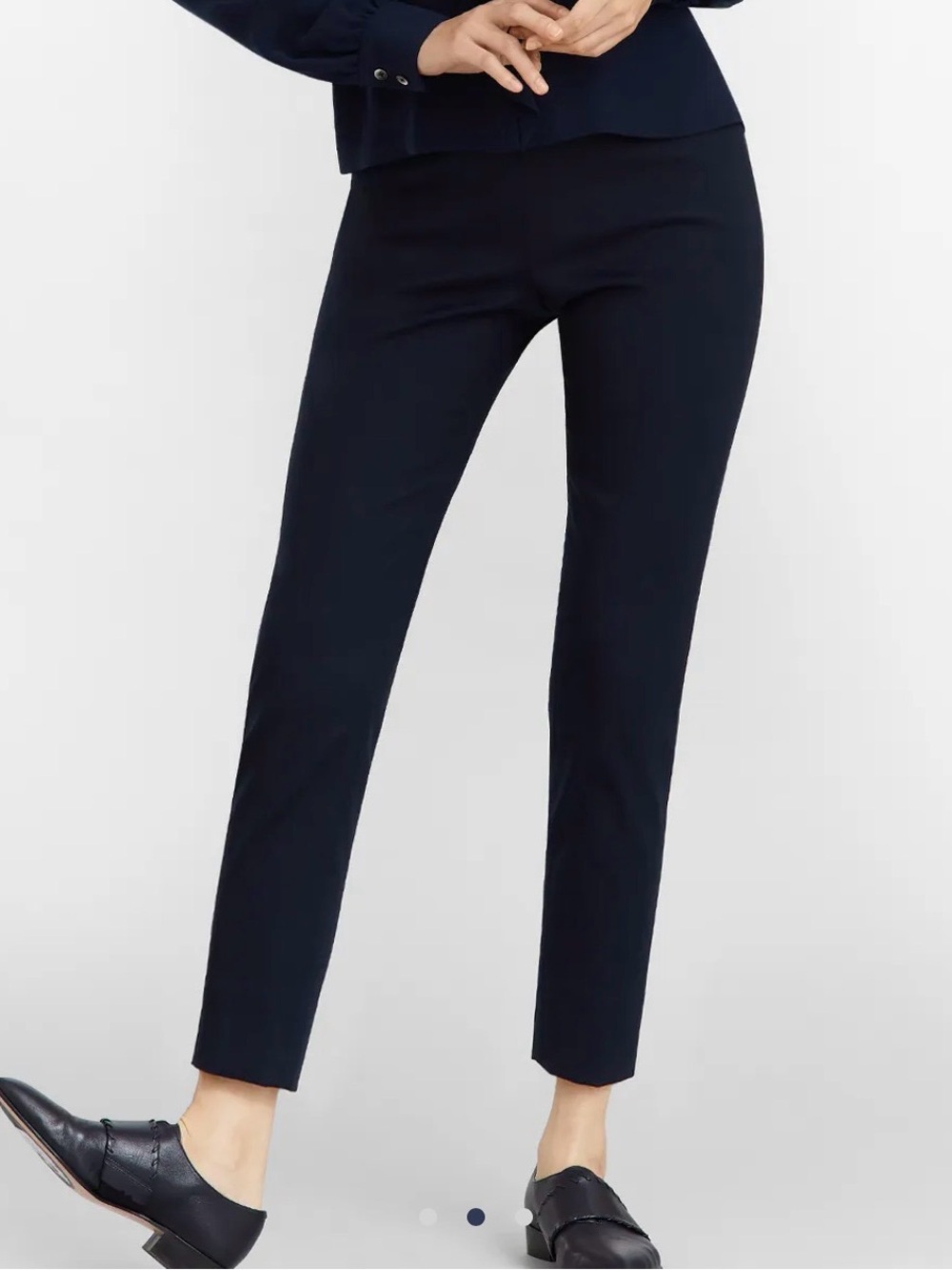 Brooks Brothers Navy Stretch Cotton Side-Zip Ankle Pants - Size 16